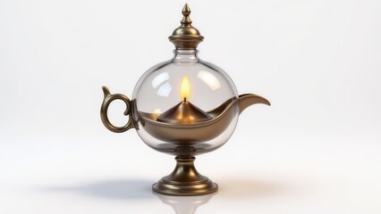 Vintage Aladdin Lamp: Decorative Arabic Oil Lamp with Flame in Glass Globe