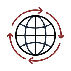 Globe with Arrows Icon Representing Global Connectivity and Worldwide Exchange