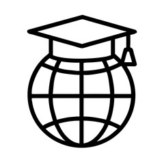 Globe with Graduation Cap Icon Representing Global Education and International Learning