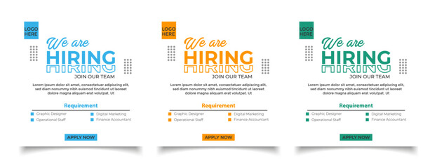Clean and simple employee hiring social media post banner template, Instagram Promotional Social Media Square Banner And Square Flyer Template Design