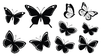 Butterfly Silhouettes and Outlines – Vector Insect Icon Collection