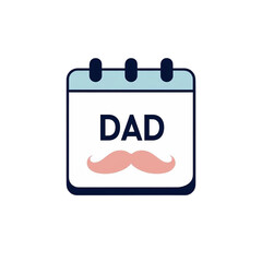 Fototapeta premium Fathers Day Calendar Icon Mustache Dad Graphic