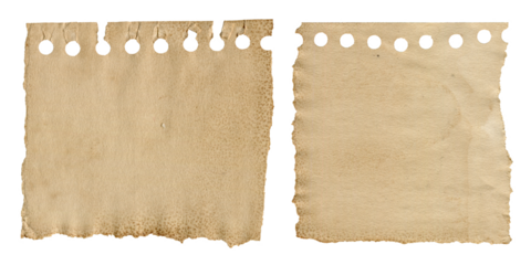 Note Pad Paper sheet with Torn Edges. Vintage Aesthetic Notepaper for Scrapbooking and Collages, Isolated on Transparent Background