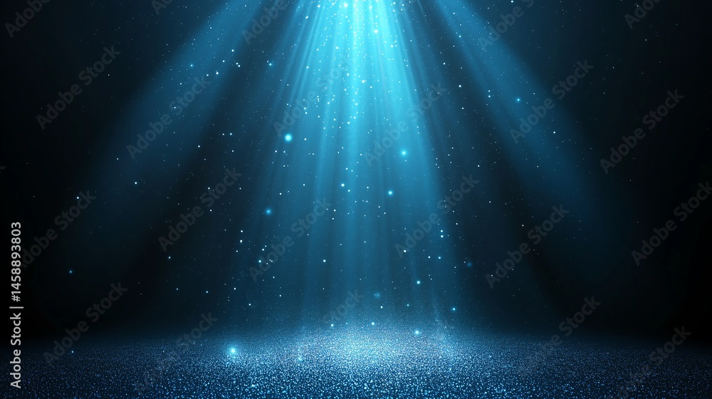 Poster abstract blue light ray on dark background - technology data design minimalism vector illustration w