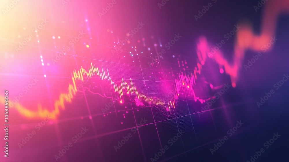 Poster abstract financial chart displaying an uptrend line graph with stock market numbers on a clean white