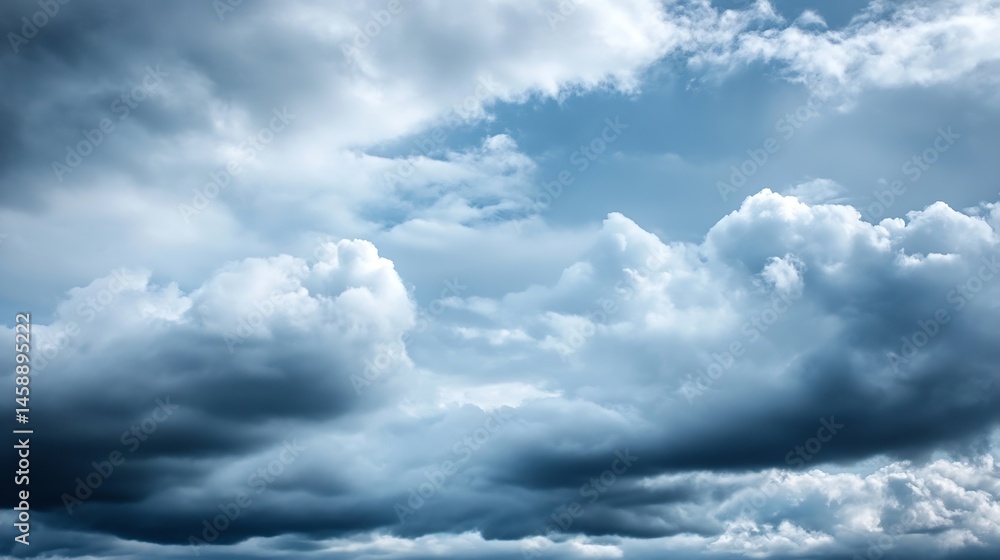 Aufkleber dramatic, dark cumulus cloudscape fills the frame, showcasing a moody, atmospheric sky with varying 