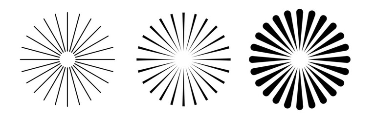 Circle line. Sunshine light ray. Circular radiating lines creating a geometric sun ray pattern PNG