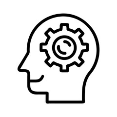 Head with Gear Icon Representing Problem Solving and Cognitive Thinking