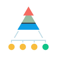 Hierarchical Pyramid Diagram Icon Representing Organizational Structure and Ranked Levels