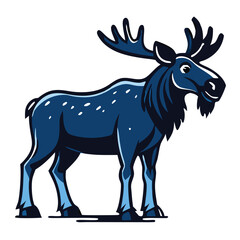 Obraz premium A majestic blue moose with large antlers confidently stands in full profile view