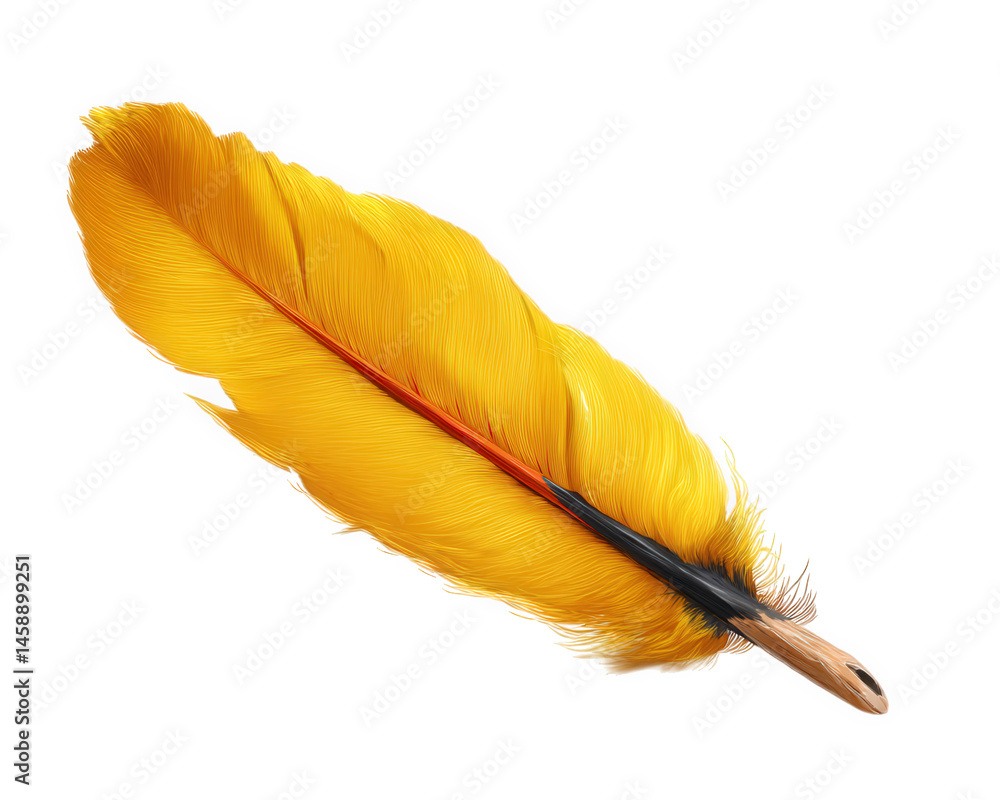 Aufkleber vibrant yellow feather with smooth texture and natural curve, showcasing its intricate details and s