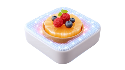 Modern Dessert and Fruit Themed Packaging Design Collection Isolated on white background Delicious dessert with fresh fruits on top.