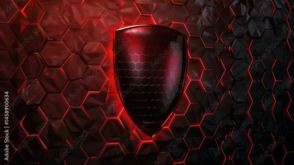 Aufkleber cybersecurity network background with shield icon