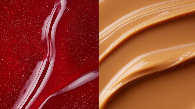 Peanut butter and strawberry jam, butter texture, strawberry jam texture
