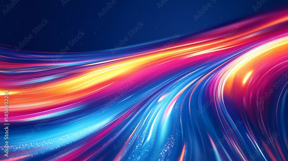 Poster colorful dynamic motion on blue background for technology patterns