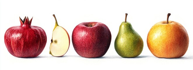 Fresh fruits in a row