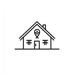Simple clinic icon, home healthcare, location symbol, use for health apps, websites