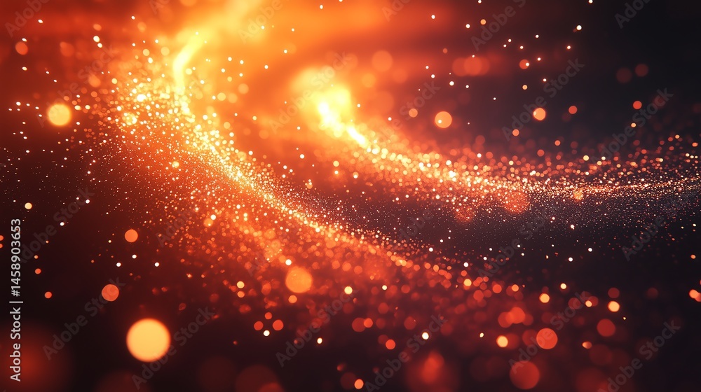Poster glowing technology particles spiral background in minimalistic design