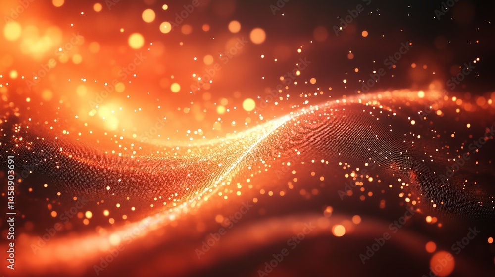Poster glowing technology particles spiral background in minimalistic design