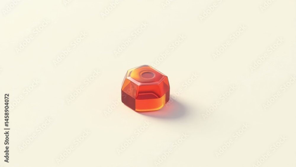 Poster thcp gummies. simple yet profound joy. isolated 2d isometric illustration. small orange glass bead r