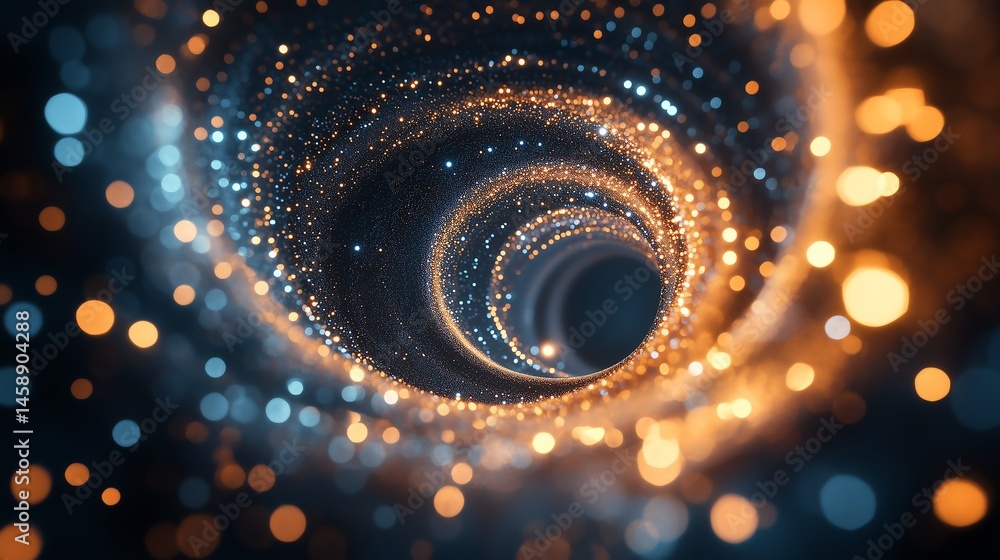 Poster abstract futuristic digital architecture with glowing dots and spiral