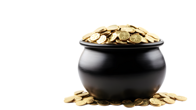 Leprechaun's Pot of Gold on White Background for St. Patrick's Day Celebration