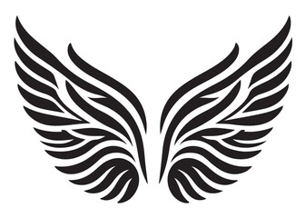 Obraz premium vector silhouette angel wings logo silhouette, black angel wings logo icon design vector, flying eagle bird wing vector silhouette, wings logo icons vector silhouette design on white background.
