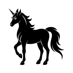 Phoenix Rising Animal Silhouette  Vector Illustration on White Background