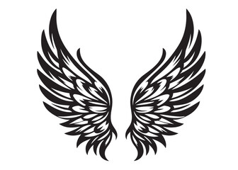 vector silhouette angel wings logo silhouette, black angel wings logo icon design vector, flying eagle bird wing vector silhouette, wings logo icons vector silhouette design on white background.