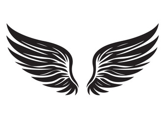 vector silhouette angel wings logo silhouette, black angel wings logo icon design vector, flying eagle bird wing vector silhouette, wings logo icons vector silhouette design on white background.