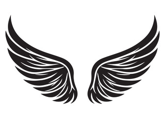 vector silhouette angel wings logo silhouette, black angel wings logo icon design vector, flying eagle bird wing vector silhouette, wings logo icons vector silhouette design on white background.