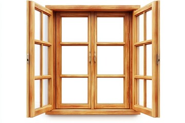 Obraz premium Open wooden window with divided panes