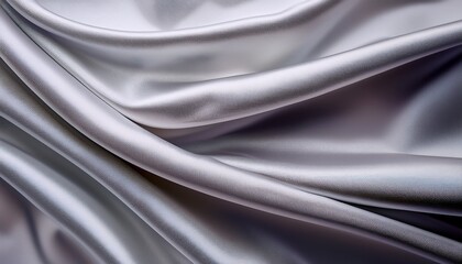 an abstract image of a draped fabric with soft folds and a smooth texture the fabric is a light grey color and has a shiny finish