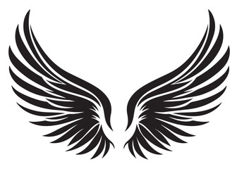 vector silhouette angel wings logo silhouette, black angel wings logo icon design vector, flying eagle bird wing vector silhouette, wings logo icons vector silhouette design on white background.
