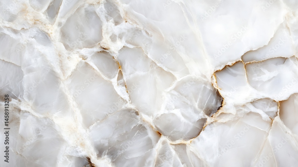 Poster close-up view of elegant white onyx stone with intricate, natural veining patterns and subtle beige 