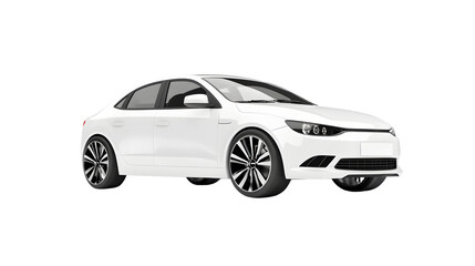 Futuristic Electric White Car Concept - Isolated EV Automobile on White Background
