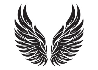 vector silhouette angel wings logo silhouette, black angel wings logo icon design vector, flying eagle bird wing vector silhouette, wings logo icons vector silhouette design on white background.
