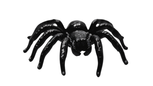 Realistic Fake Rubber Spider Toy on White Background