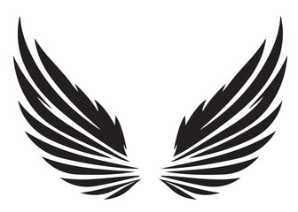 Obraz premium vector silhouette angel wings logo silhouette, black angel wings logo icon design vector, flying eagle bird wing vector silhouette, wings logo icons vector silhouette design on white background.