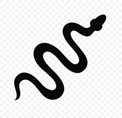 Snake Silhouette Vector Icon – Minimalist Wavy Serpent Design on Transparent Background. EPS 10.