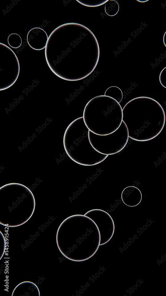 Poster abstract 3d vertical animation loop flying bubbles black backgrounds sphere futuristic transparent l