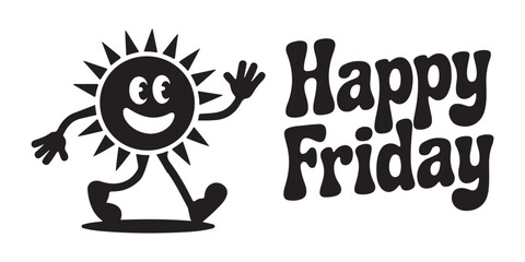 Happy Friday Cartoon Sun Character Greeting