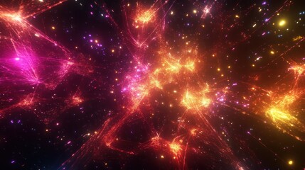 Fototapeta premium Abstract cosmic nebulae, vibrant colors, glowing particles