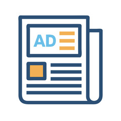 Newspaper with Ad Icon Representing Print Advertising or Media Promotion
