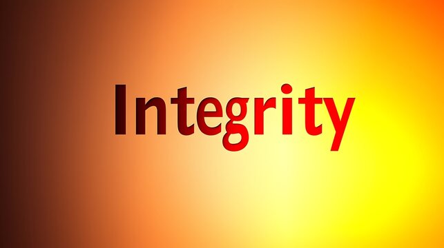 The word integrity is written in red on a yellow background