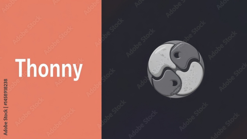 Poster thonny. orange black unity. product ad banner copy text. logo symbolizing unity with bold orange and