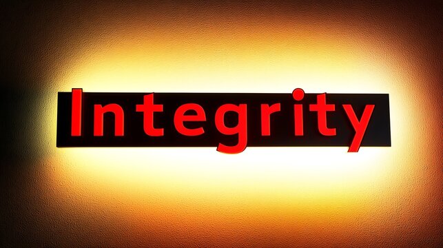 Sign that says Integrity in red letters