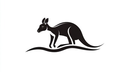 Obraz premium Silhouetted Kangaroo on Water, Graphic Design, Australian Fauna, Illustration, Stock Photo