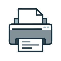 Office Printer with Paper Output Icon Representing Document Printing or Office Equipment