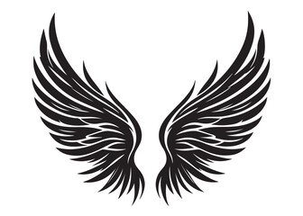vector silhouette angel wings logo silhouette, black angel wings logo icon design vector, flying eagle bird wing vector silhouette, wings logo icons vector silhouette design on white background.